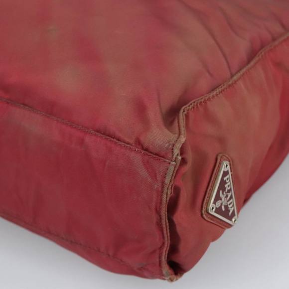 PRADA Hand Bag Nylon Red Silver Auth 97439 - Picture 15 of 16